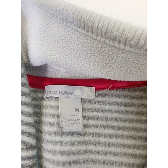 Old Navy fleece jacket womens Medium full zip pockets Gray Adults Long Sleeve - Picture 6 of 11